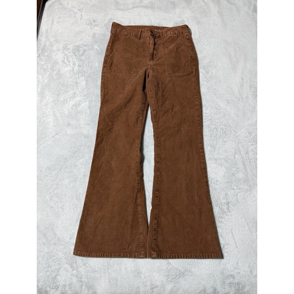 American Eagle Corduroy Pants Womens 12 Brown Super Hi Rise Flare 30x30